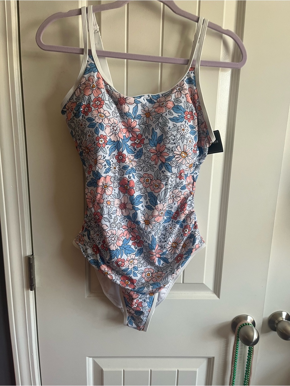 Floral One-Piece Swimsuit in Pink & Blue